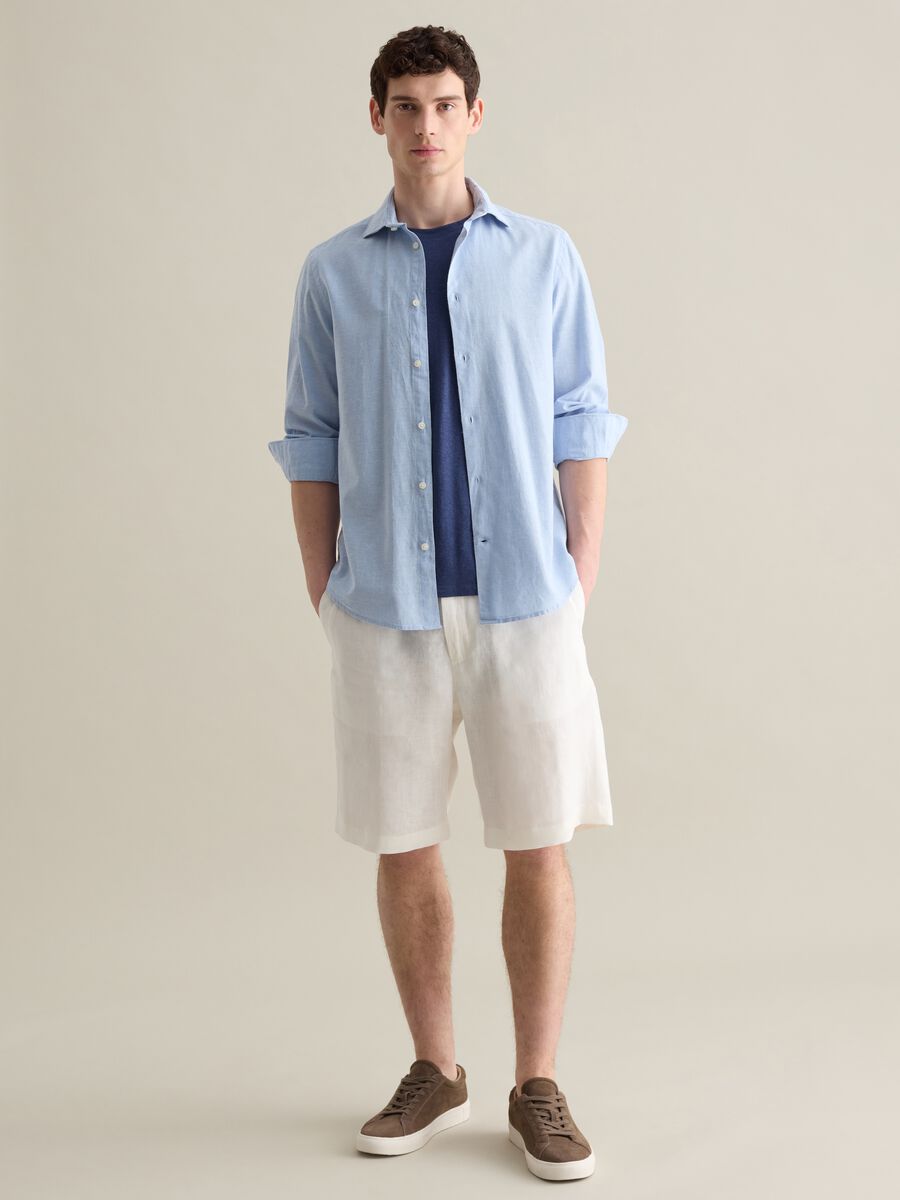 Linen Bermuda shorts with internal drawstring_0