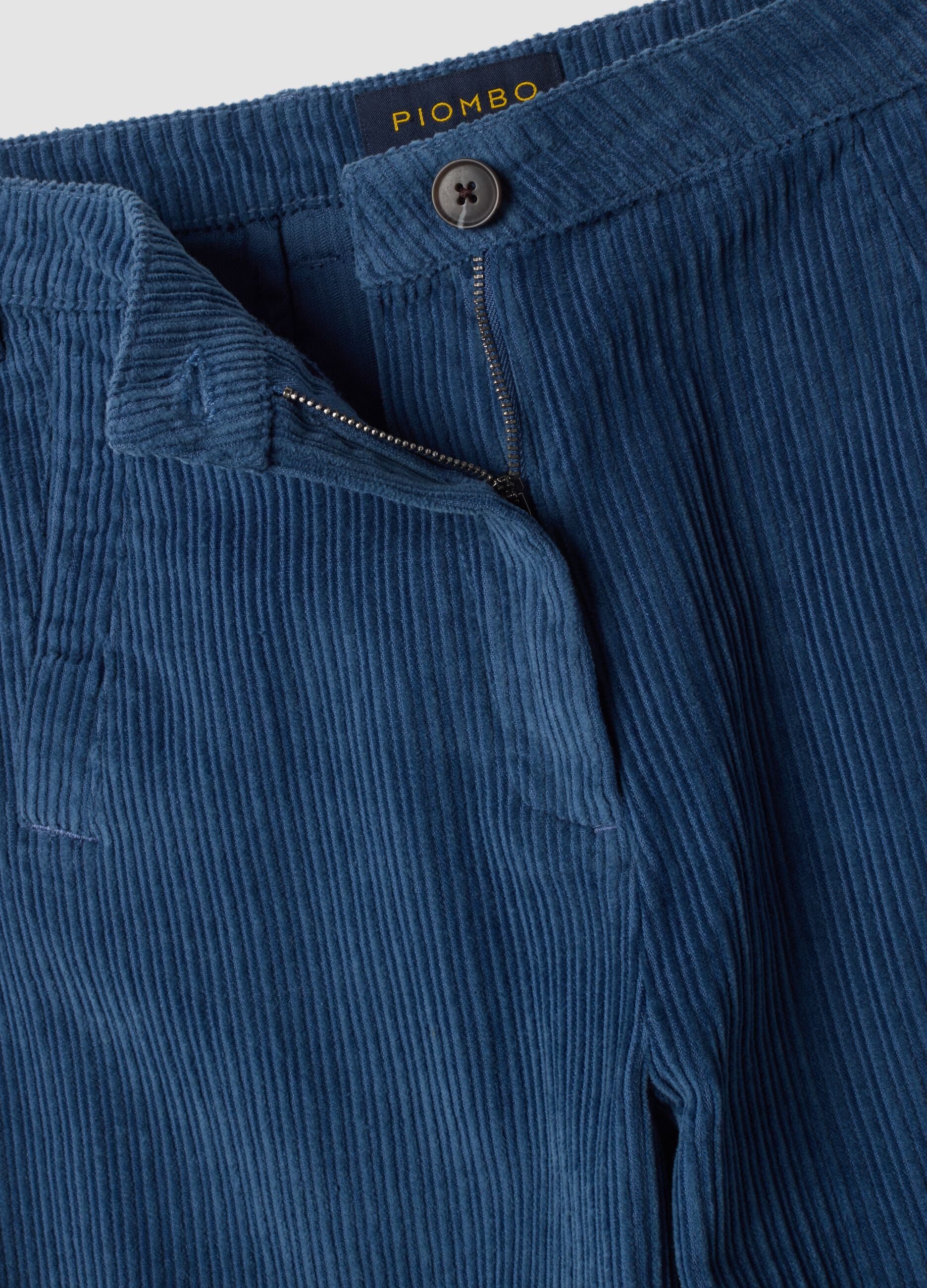 Blue and light blue pure cotton ribbed trousers