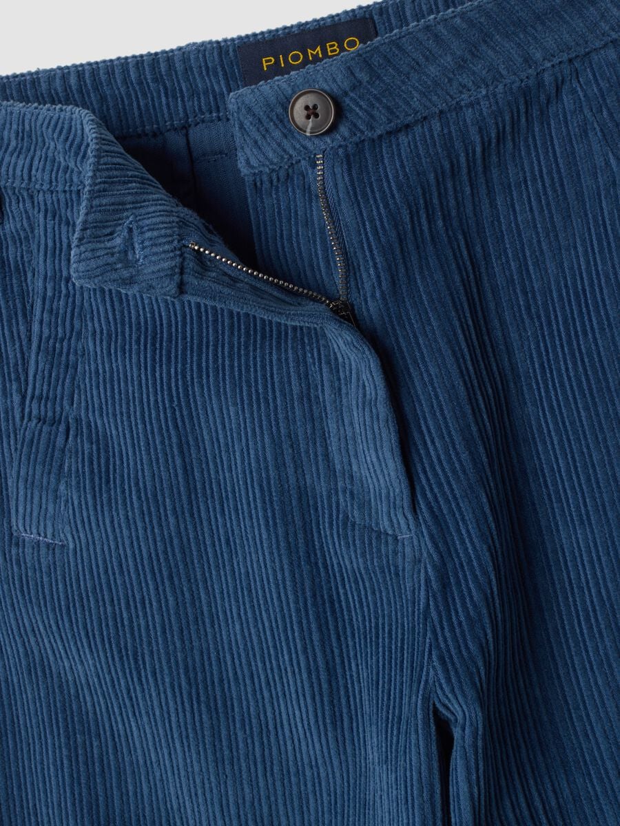 Blue and light blue pure cotton ribbed trousers_1