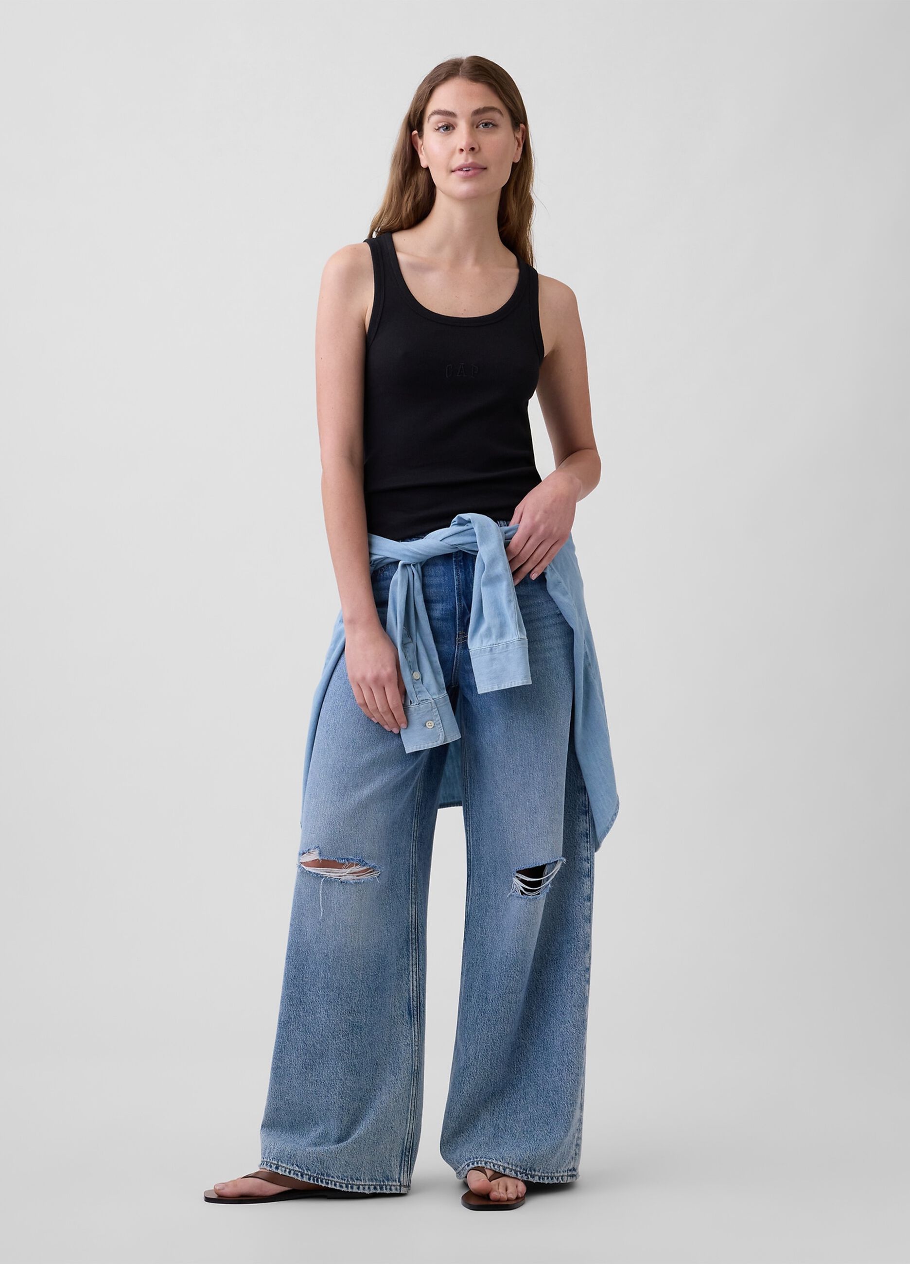 Stretch cotton tank top