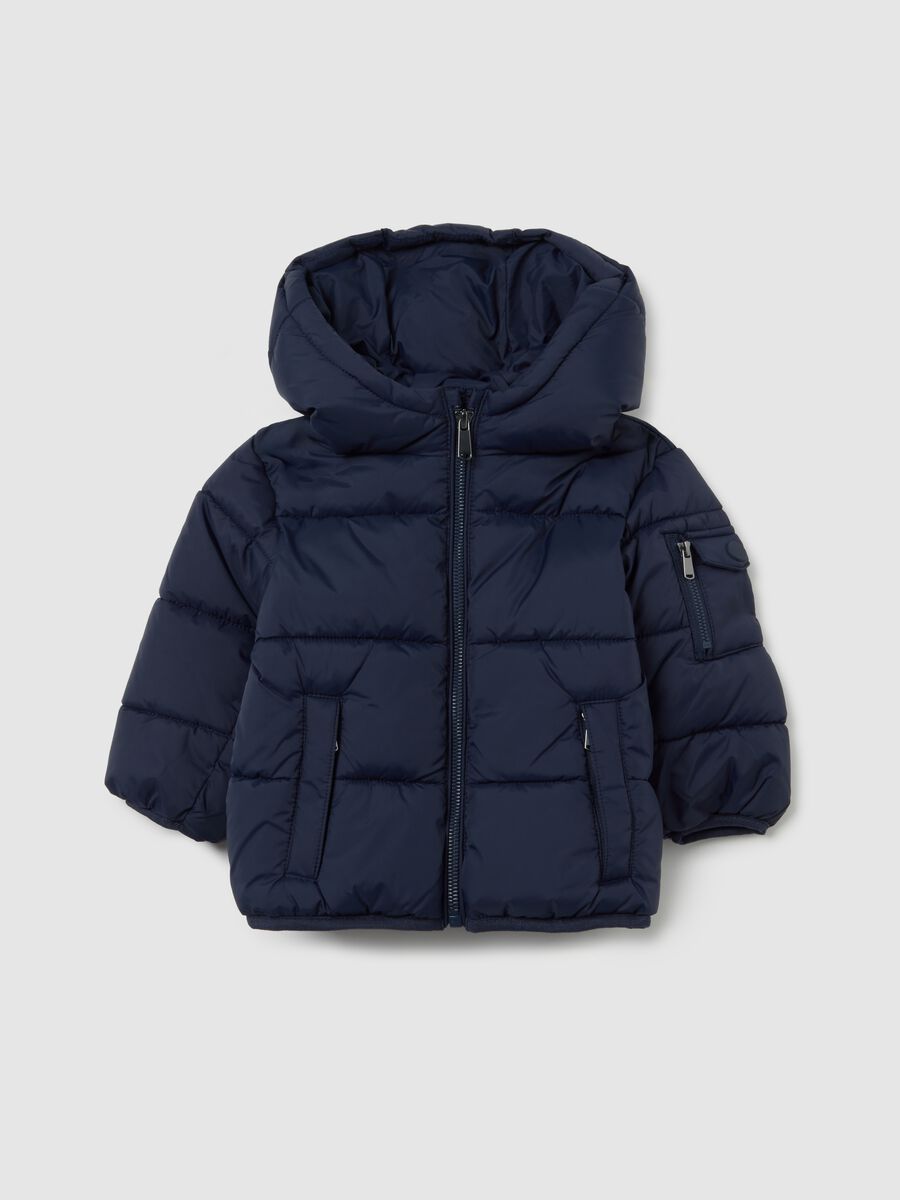 Piumino The Iconic Puffer blu da bambino con cappuccio_0
