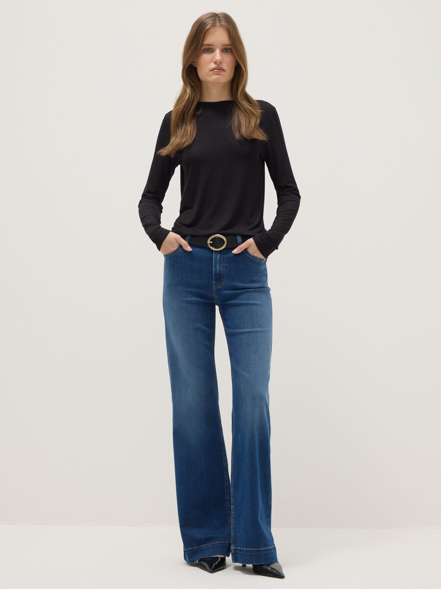 Black crew neck long sleeve regular fit jumper_1