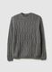 Grey crew neck sweater regular fit with cable knit_0