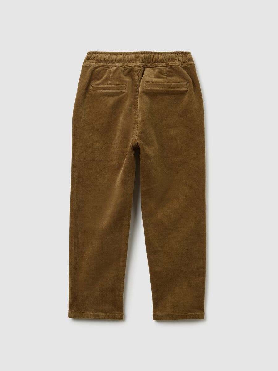 Pantaloni da bambino in misto cotone elasticizzato marroni regular fit_1