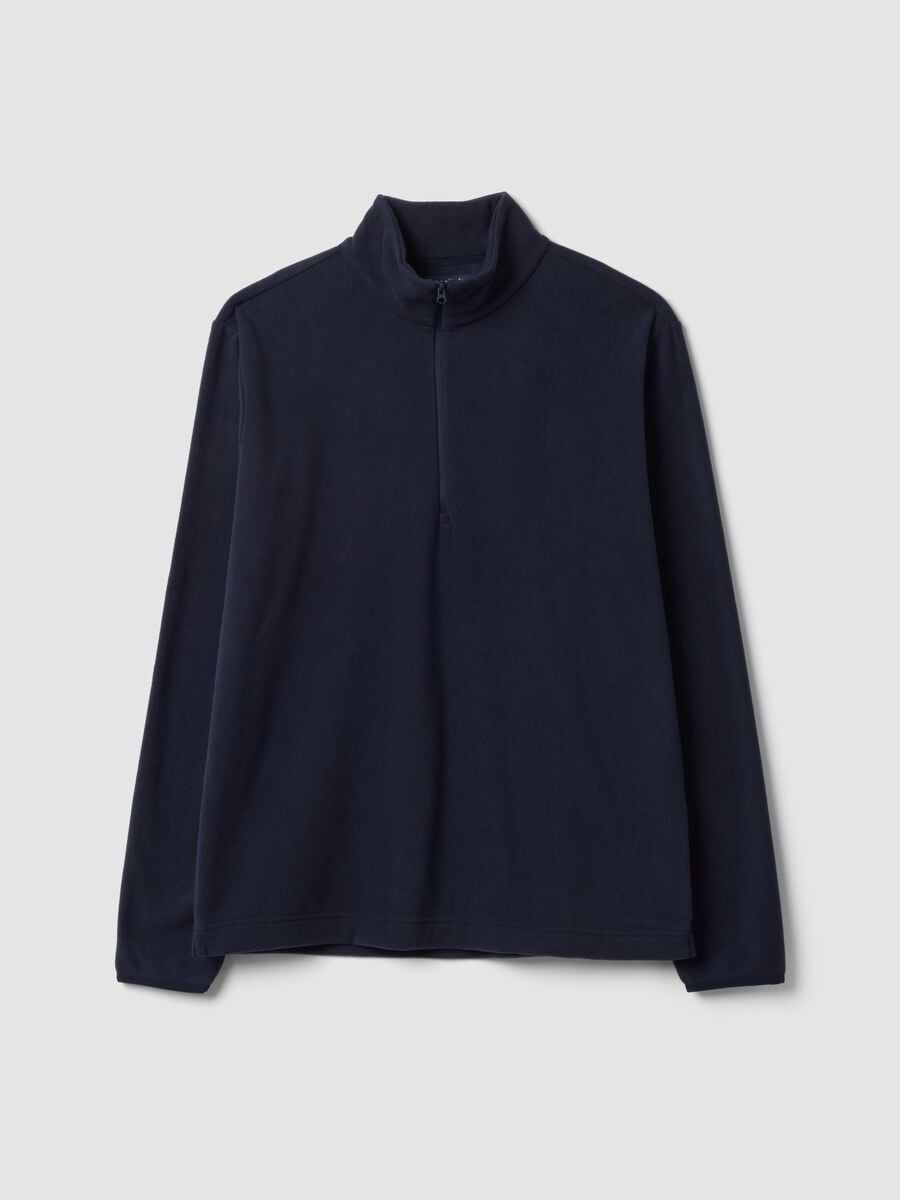 Felpa blu half zip regular fit in pile_0