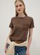T-shirt in puro cotone marrone regular fit con taschino ricamato_0