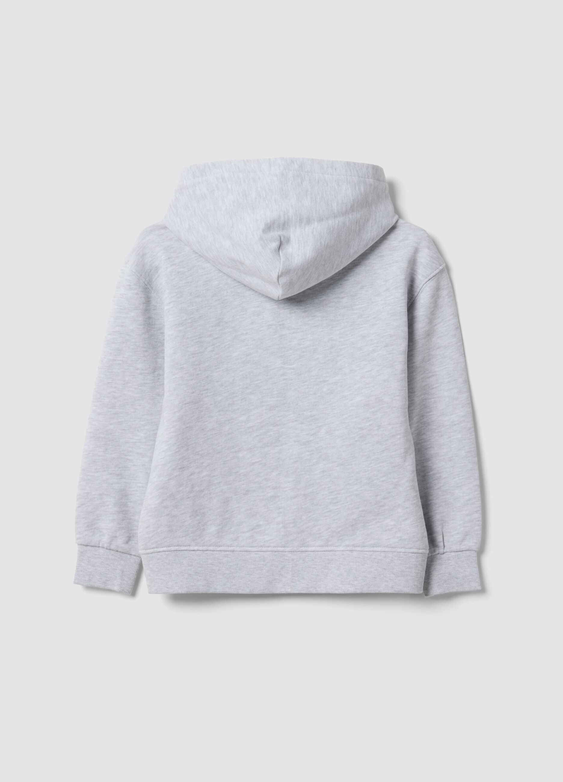 Grey organic cotton hooded sweatshirt with oversized fit for boys