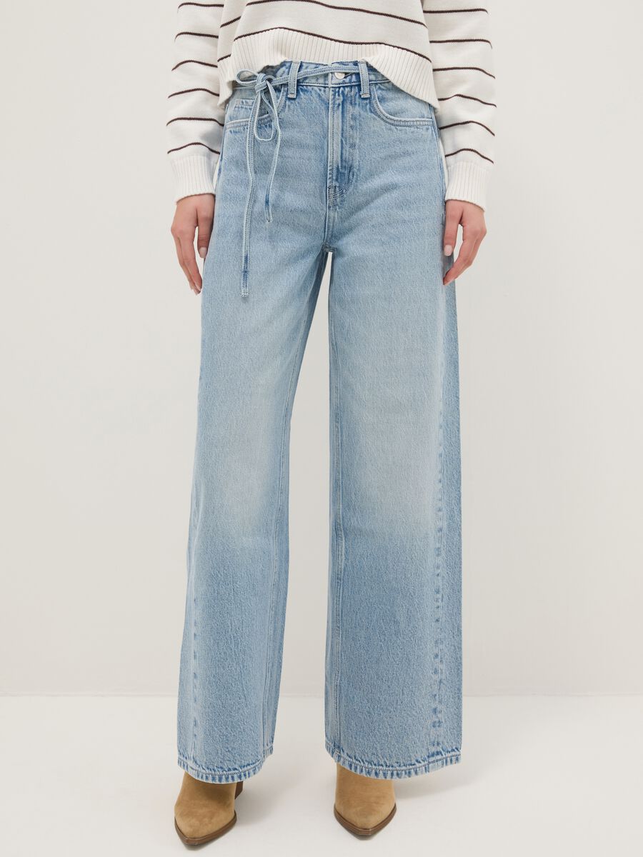 Pure Cotton Blue Wide Leg Jeans_1