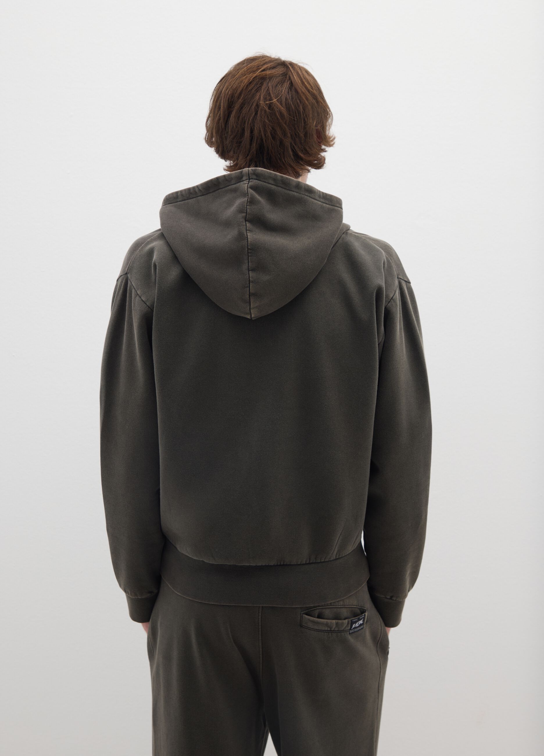Black cotton blend hoodie with zip