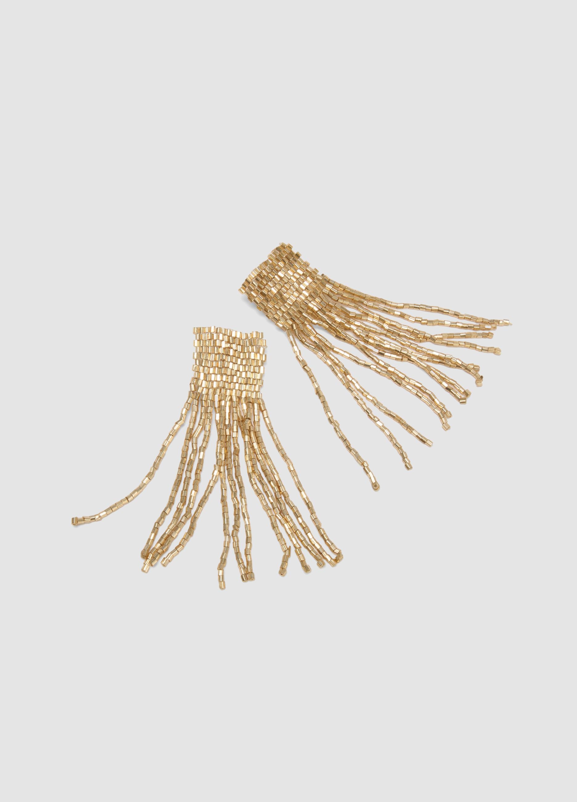 Drop earrings with gold beads