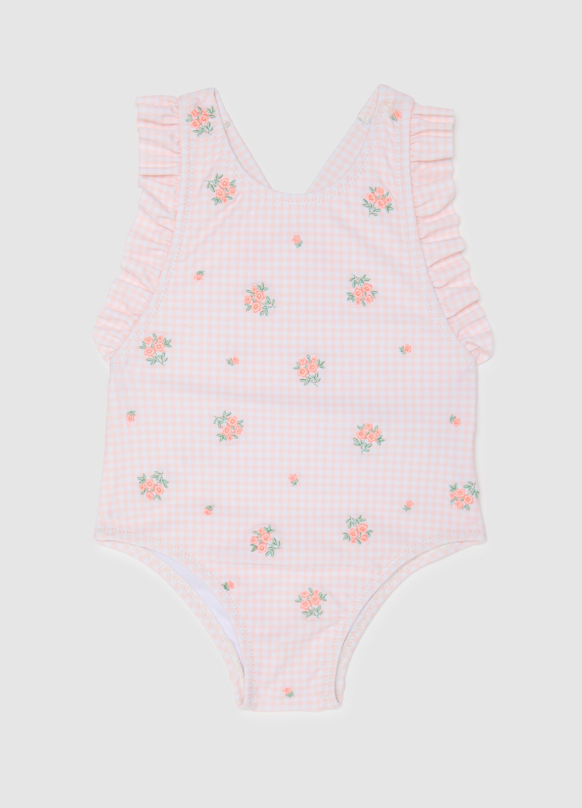 Girls’ swimsuit in multicoloured stretch fabric