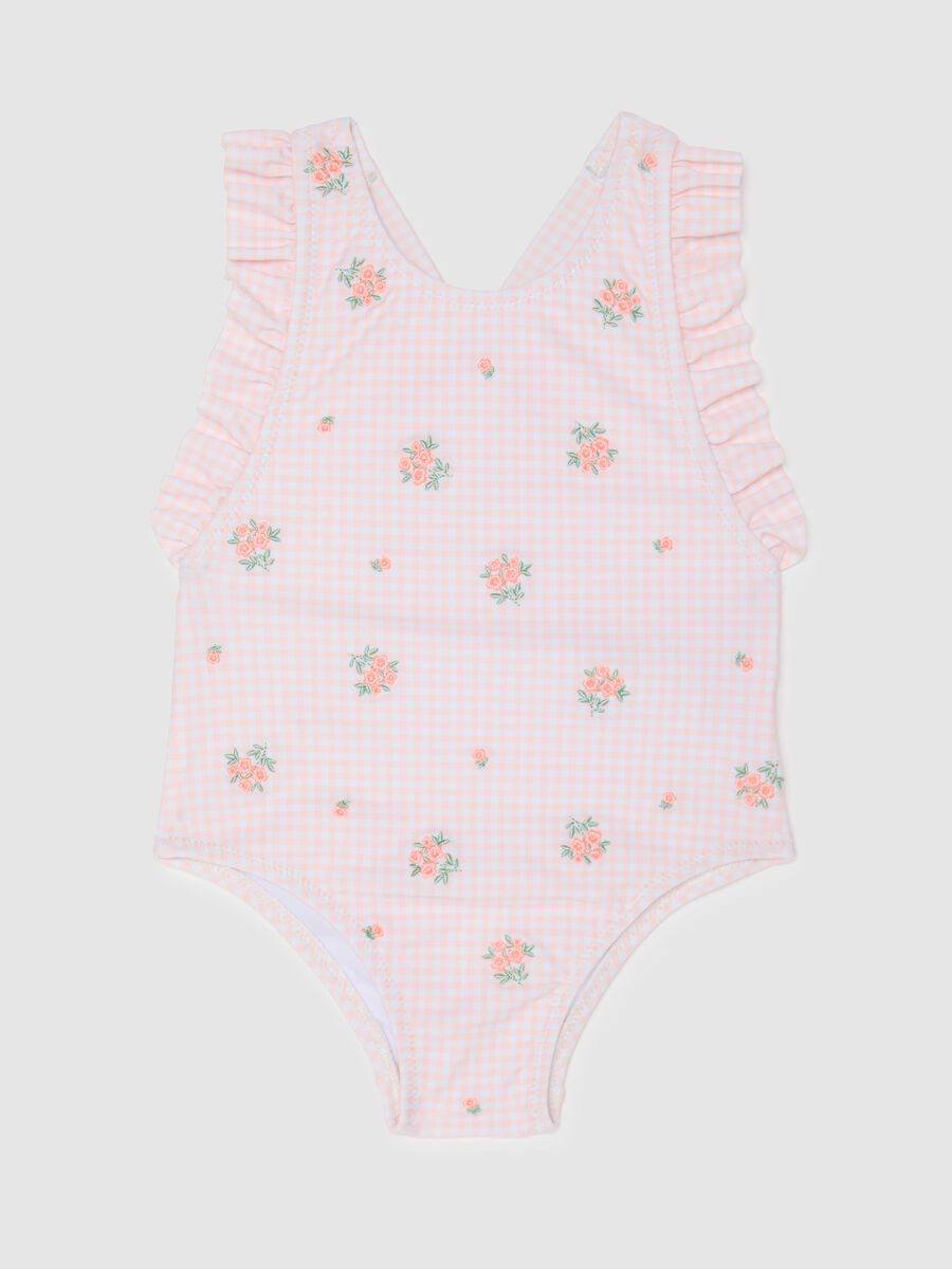 Girls’ swimsuit in multicoloured stretch fabric_0