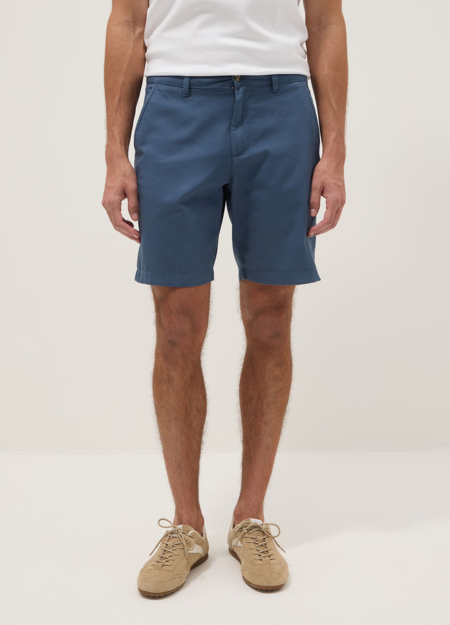 Bermuda chino blu in puro cotone regular fit
