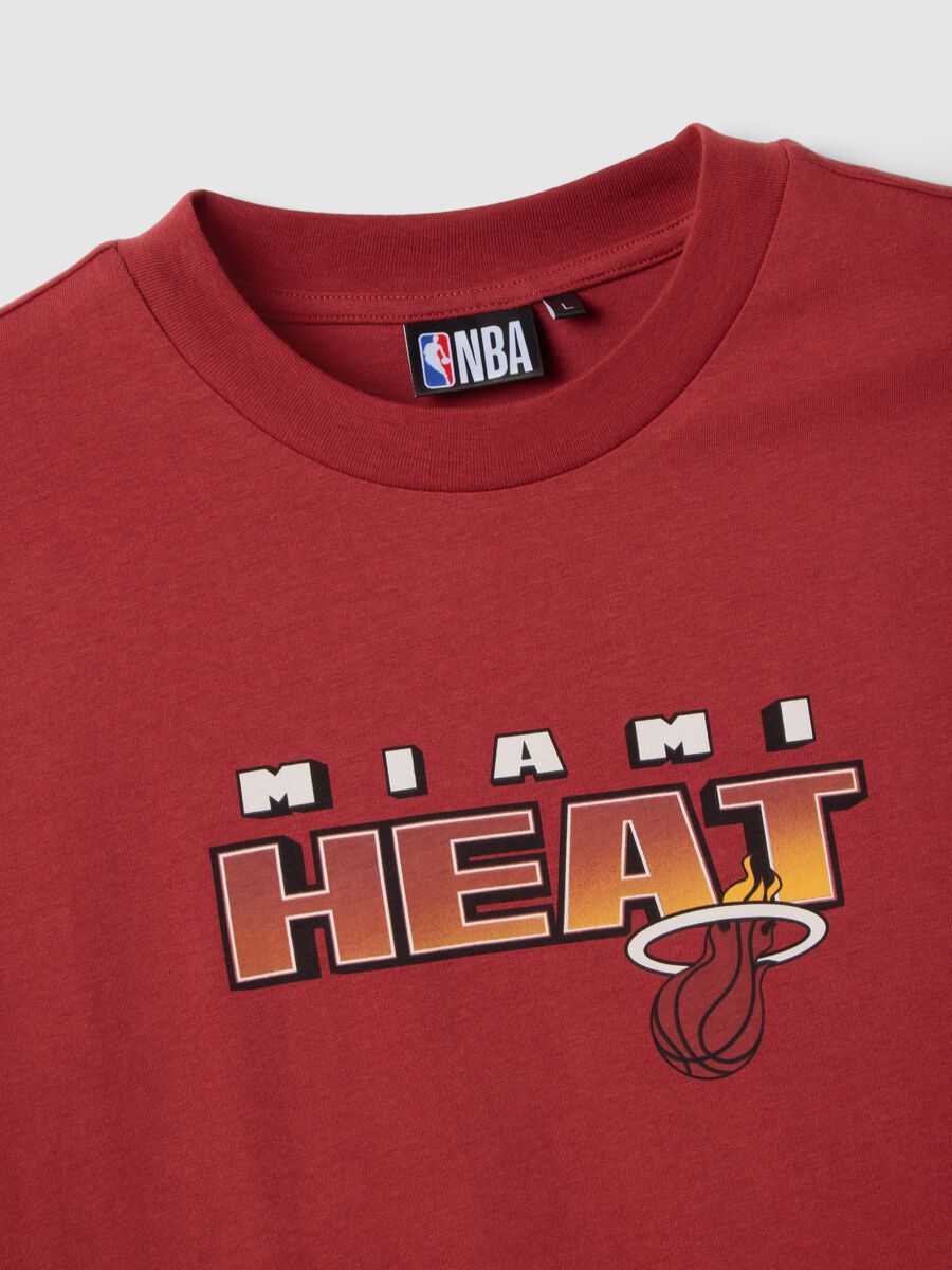 Red pure cotton regular fit T-shirt with Miami Heat print_5