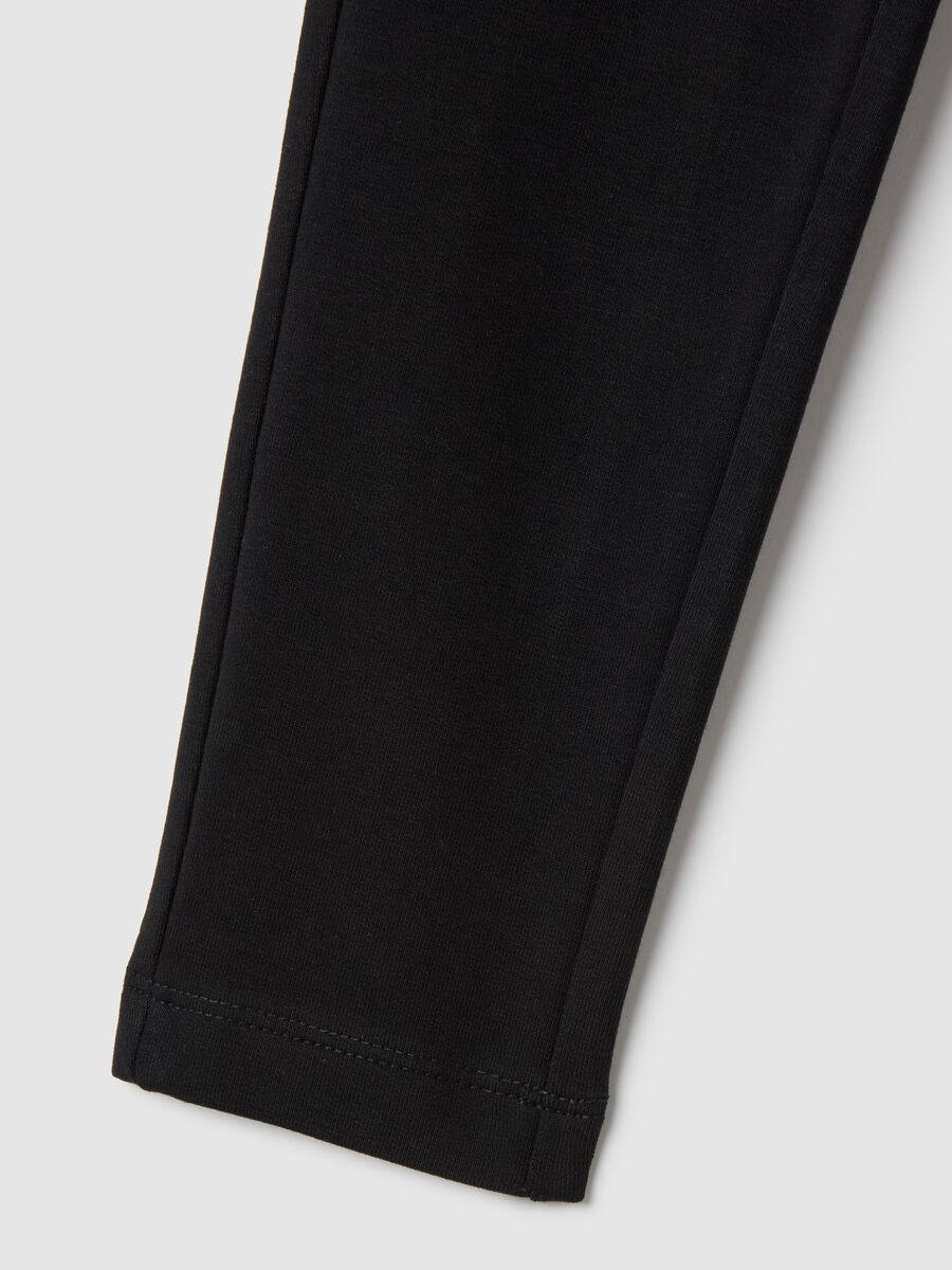 Girls' black stretch cotton slim fit leggings_3