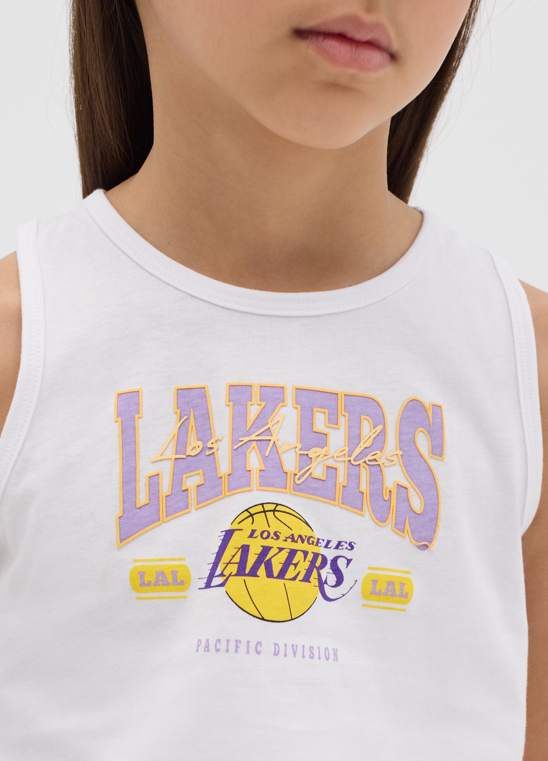 White NBA Los Angeles Lakers tank top in cotton