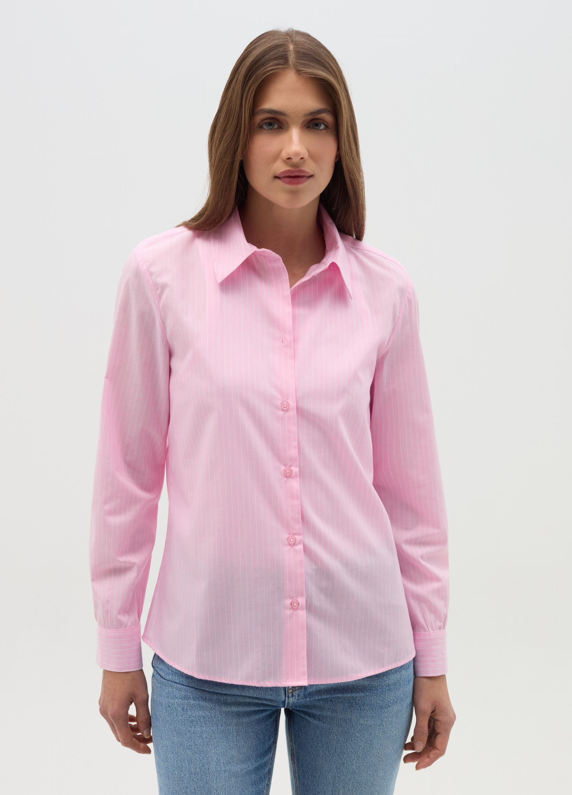 Curvy shirt in cotton blend