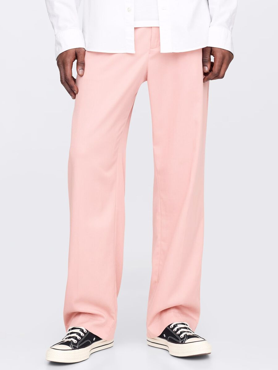 Pink wide-leg trousers in Lyocell and cotton_1