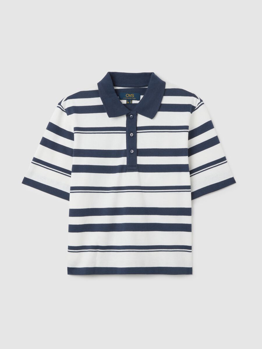 White and blue striped cotton polo shirt_4