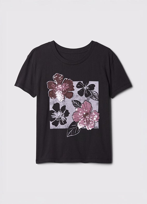T-shirt da ragazza in puro cotone nero