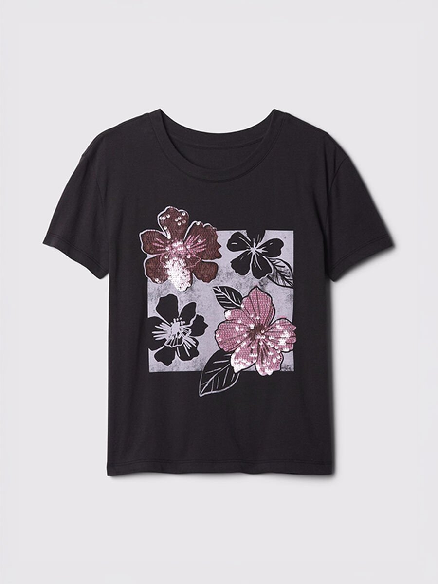 T-shirt da ragazza in puro cotone nero_3