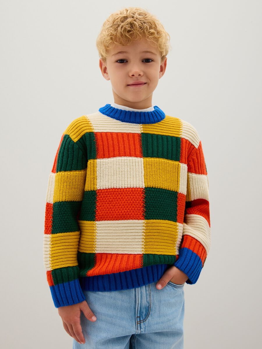 Children's Multicolour Wool Blend Sweater, Regular Fit_0