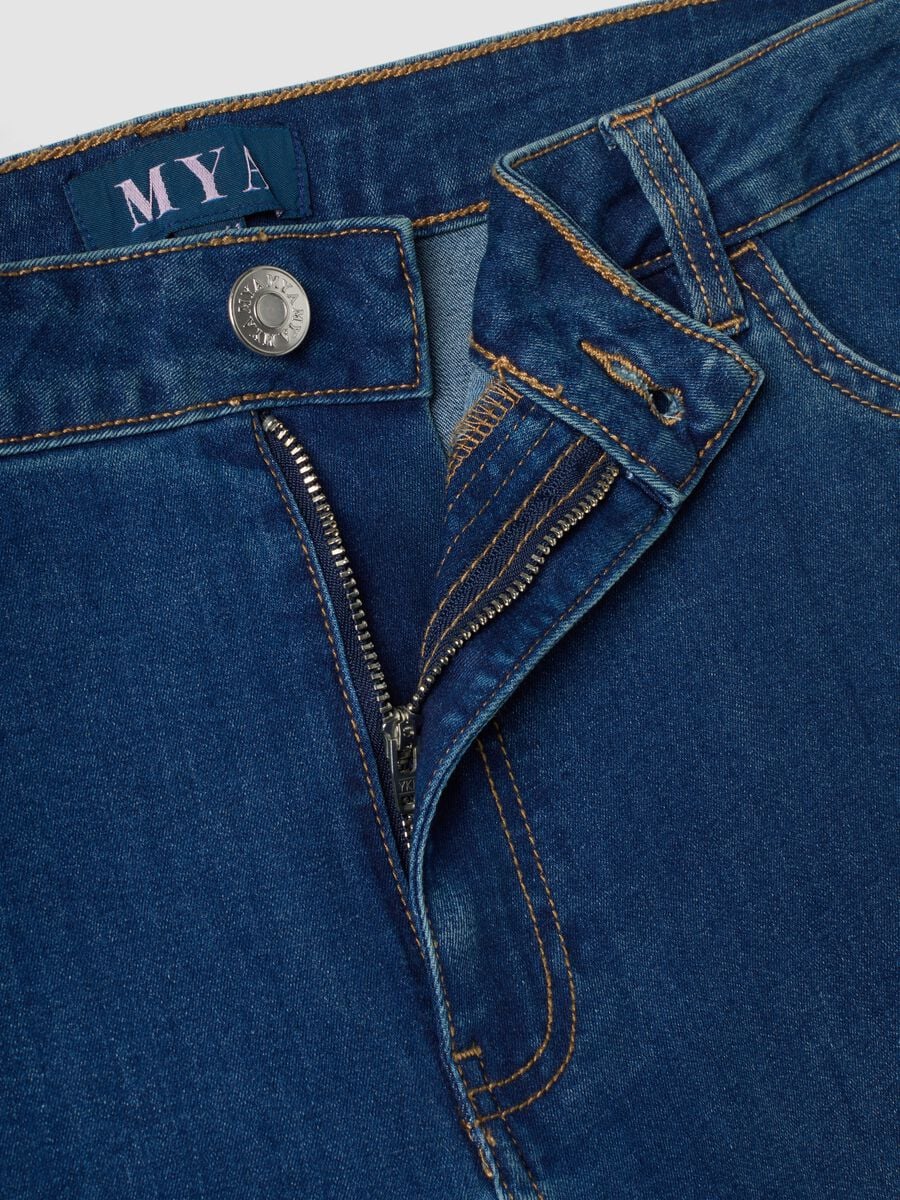 Blue denim bootcut jeans in stretch cotton and viscose_2