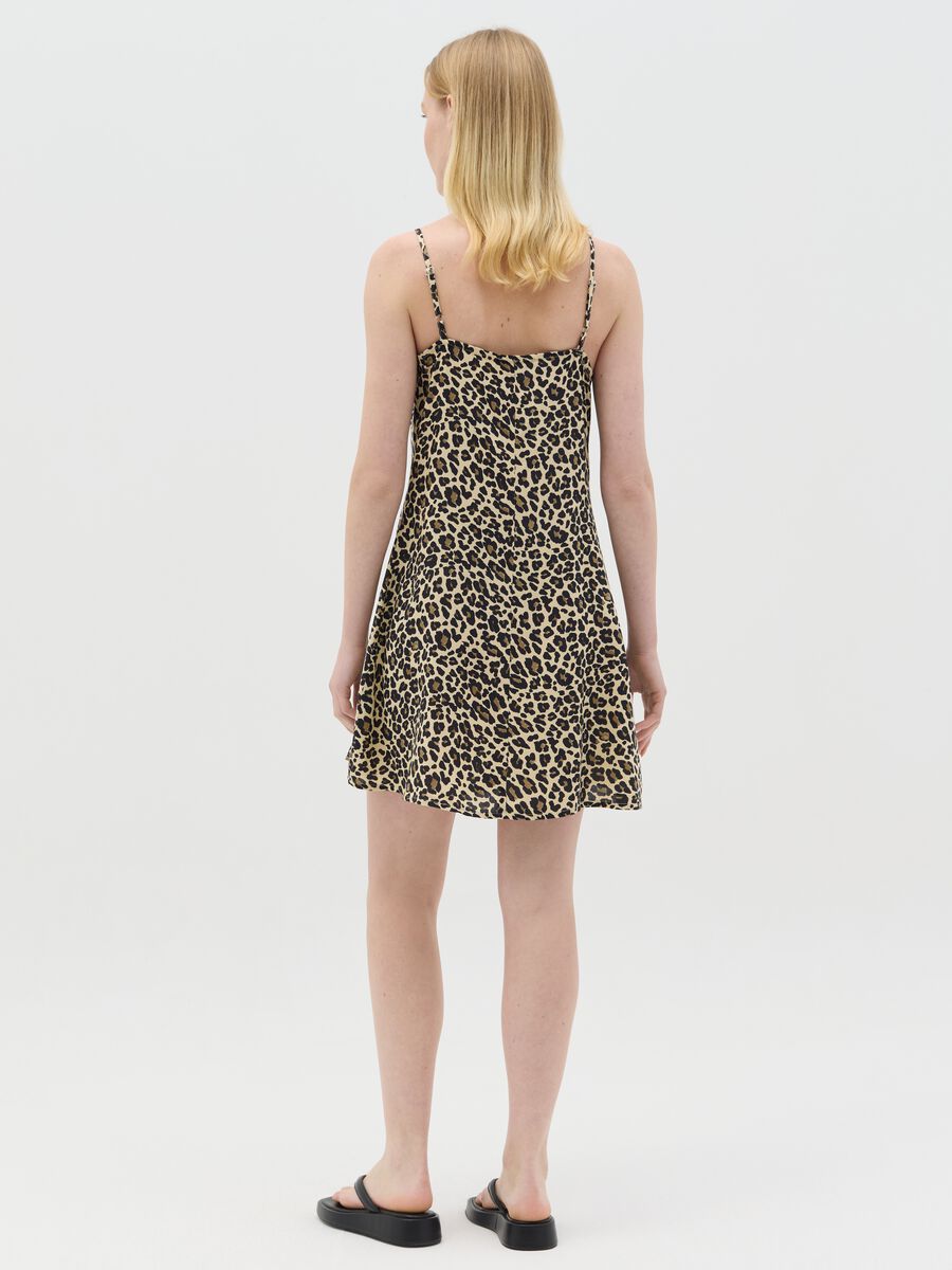 Beige dress in viscose with animal print pattern_3