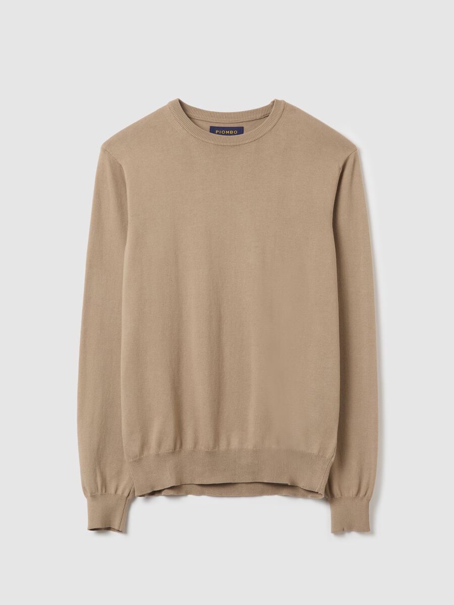 Solid colour pullover with round neck_4