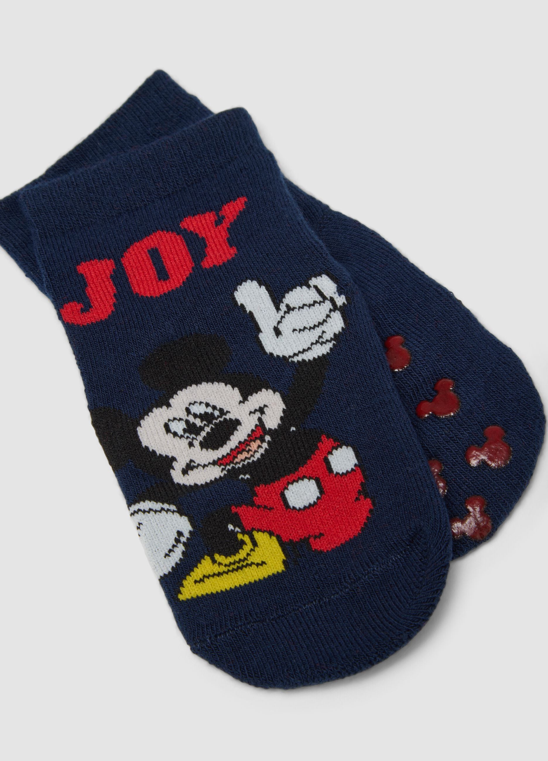 Bipack calze corte antiscivolo in cotone organico elasticizzato Mickey & Friends