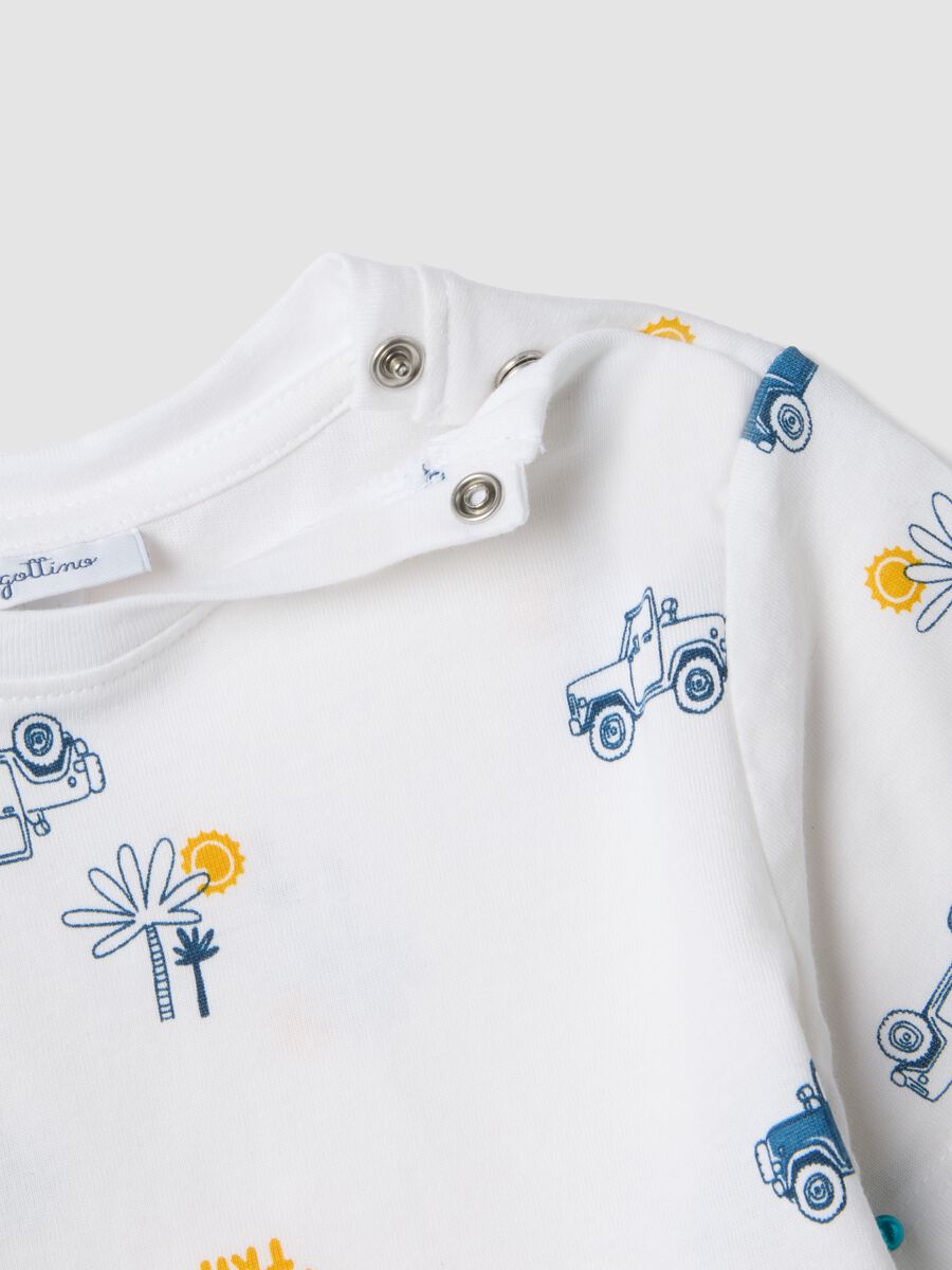 White organic cotton boys&rsquo; T-shirt with car print_2
