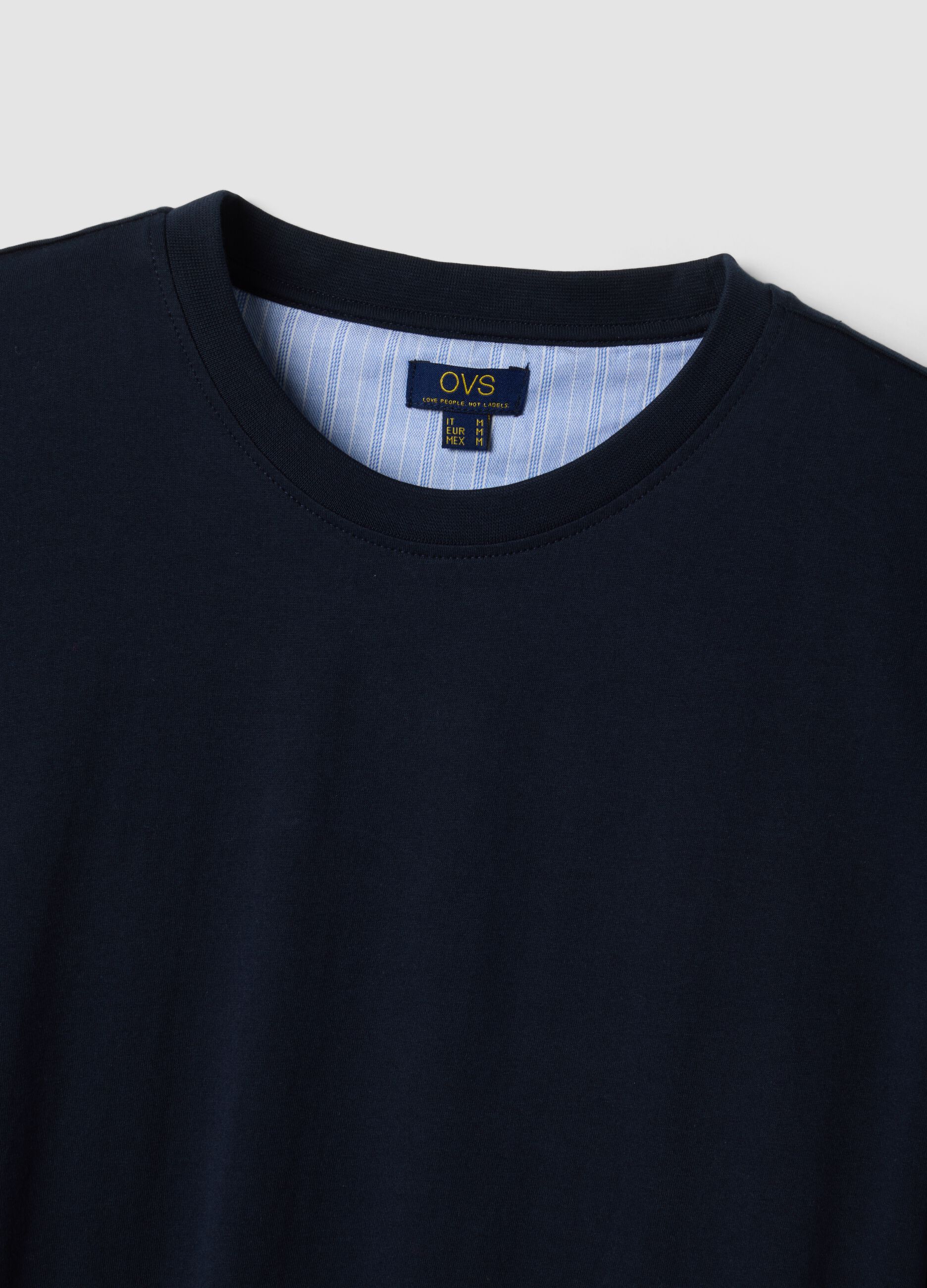 Blue organic cotton pyjama top with crew neck
