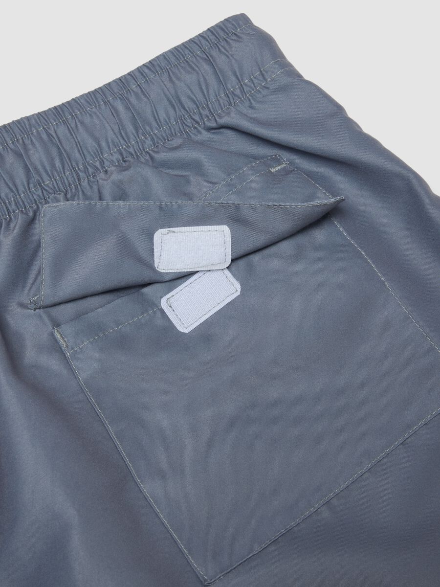 Grey Swim Boxer Shorts with One Piece Print_5