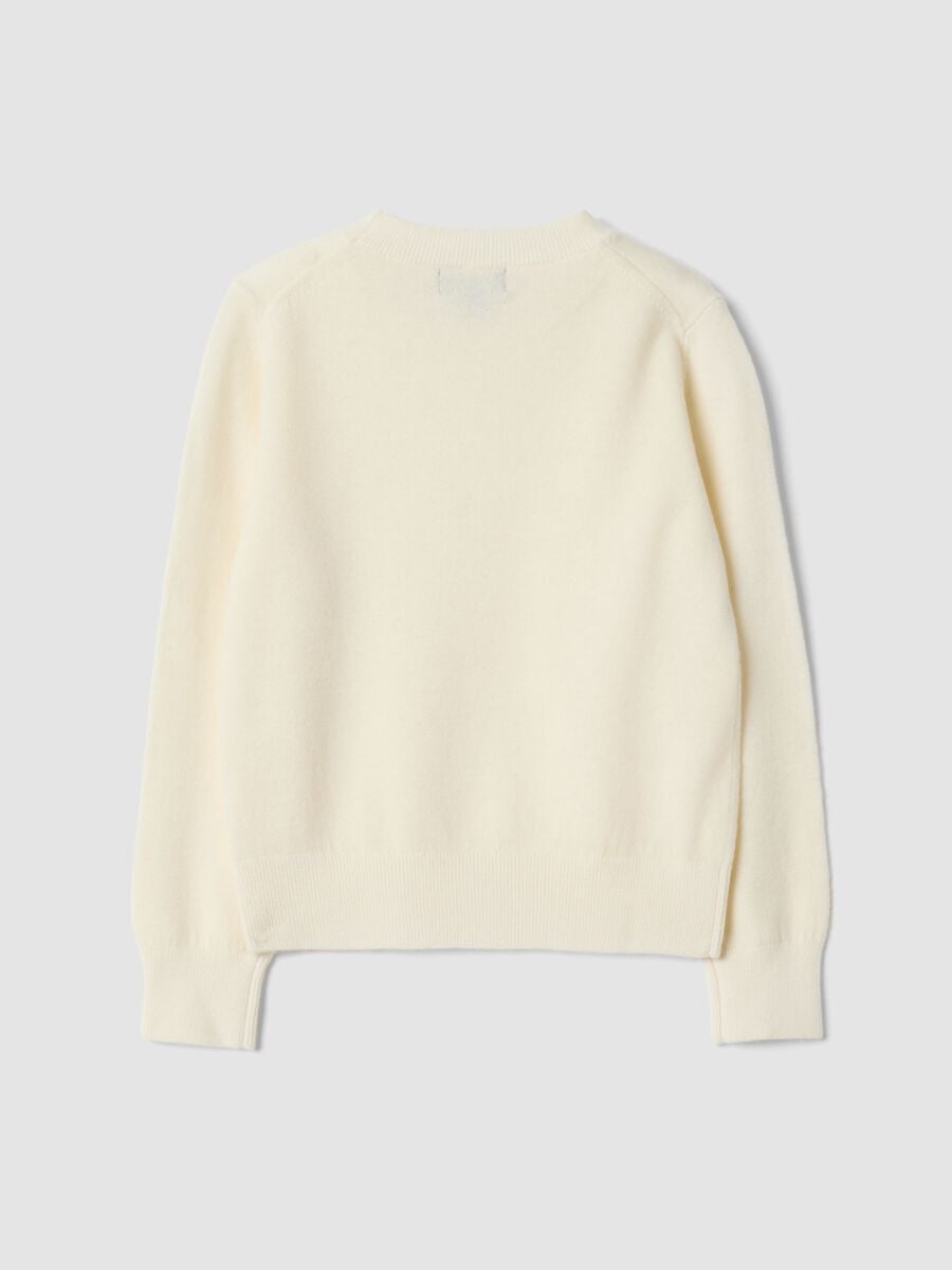 Maglione bianco in pura lana a maniche lunghe regular fit_5