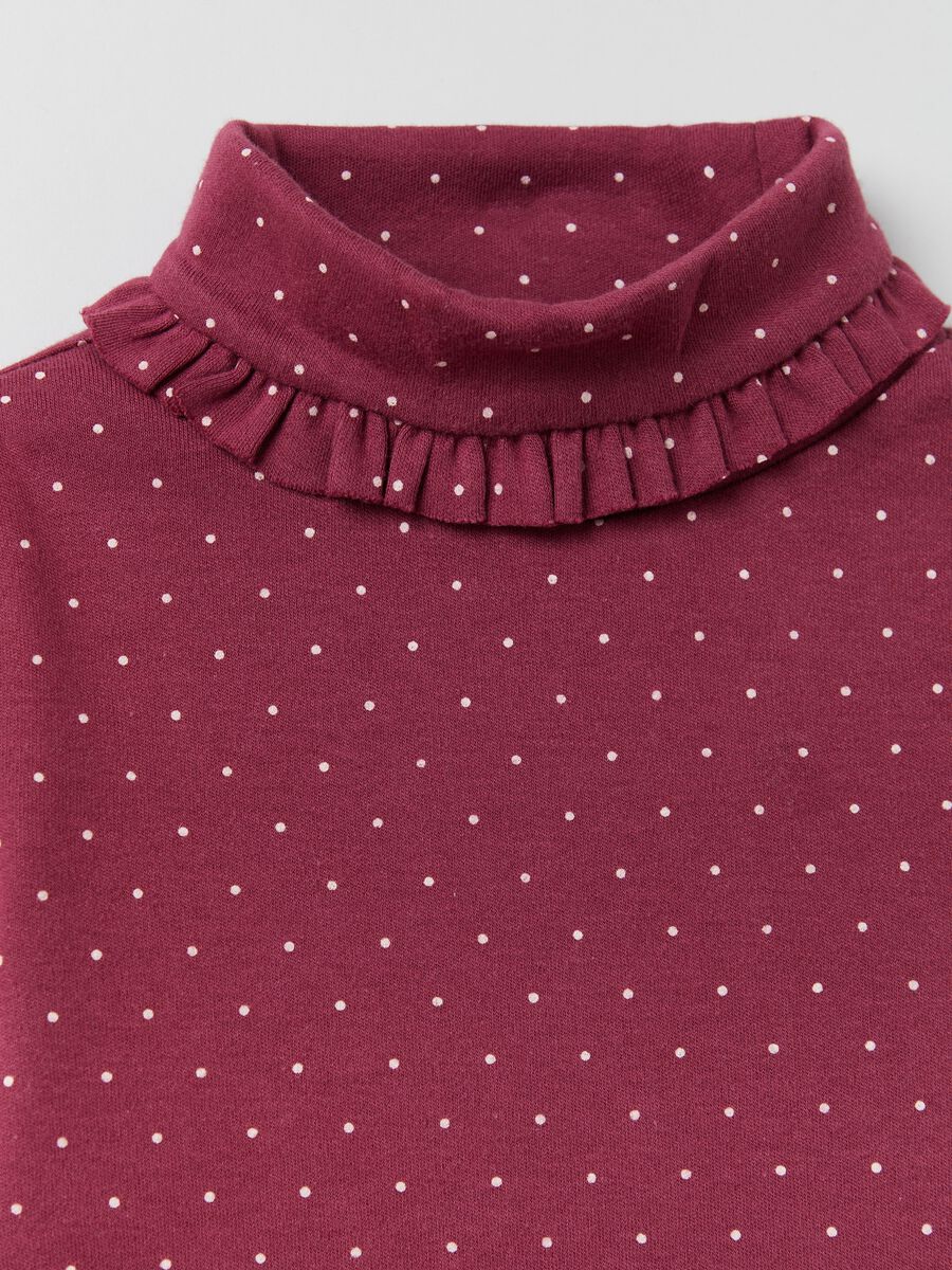 T-shirt a collo alto con stampa pois_2