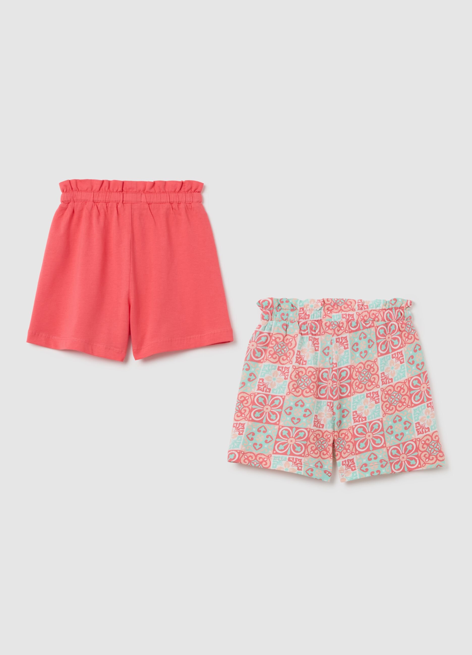 Girls' pure cotton multicolour regular fit shorts set