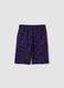 Purple pure cotton Bermuda shorts with elasticated waist_4