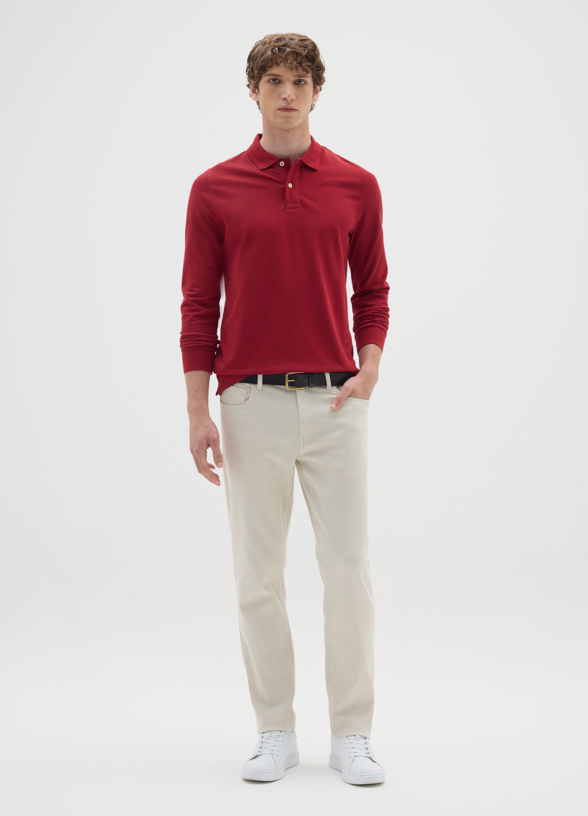 Red regular fit pure cotton polo