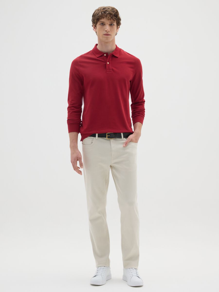 Red regular fit pure cotton polo_3