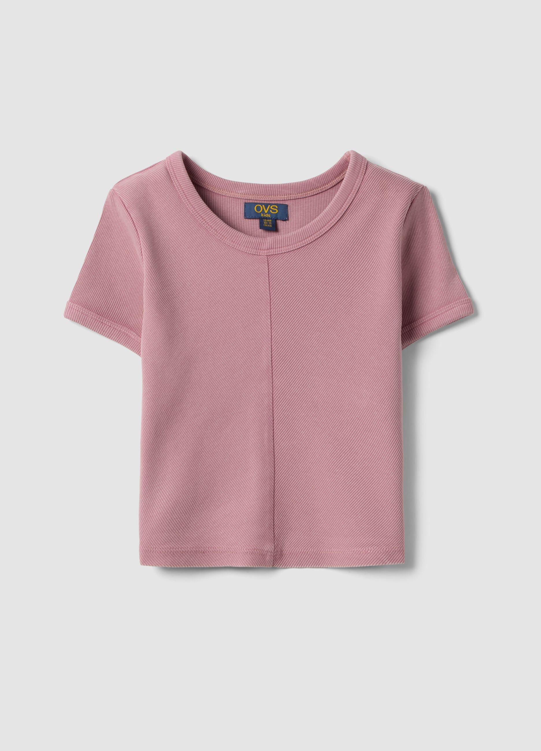 T-shirt rosa a maniche corte in cotone elasticizzato