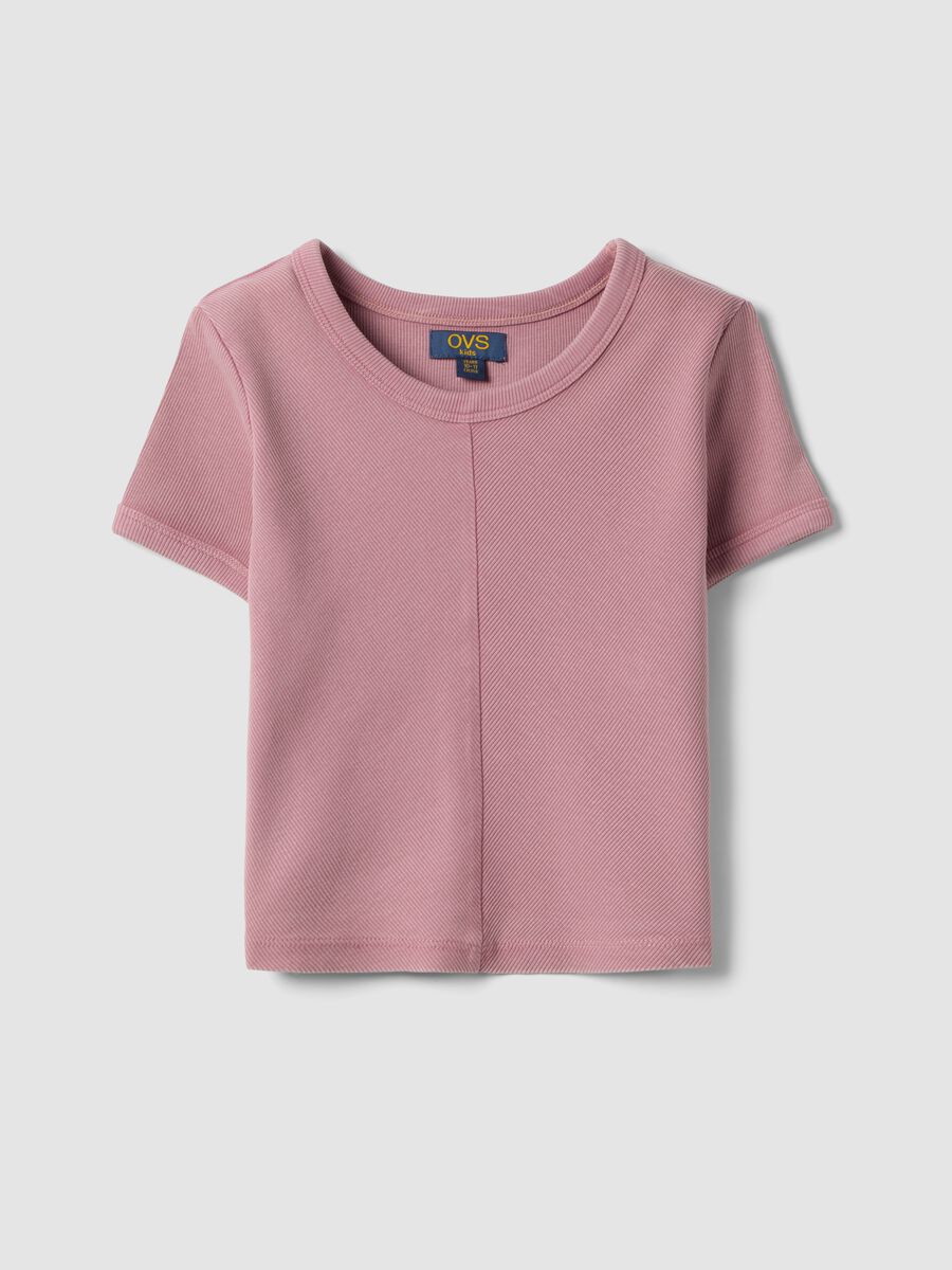 Pink short-sleeve stretch-cotton T-shirt_0