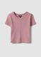 T-shirt rosa a maniche corte in cotone elasticizzato_0