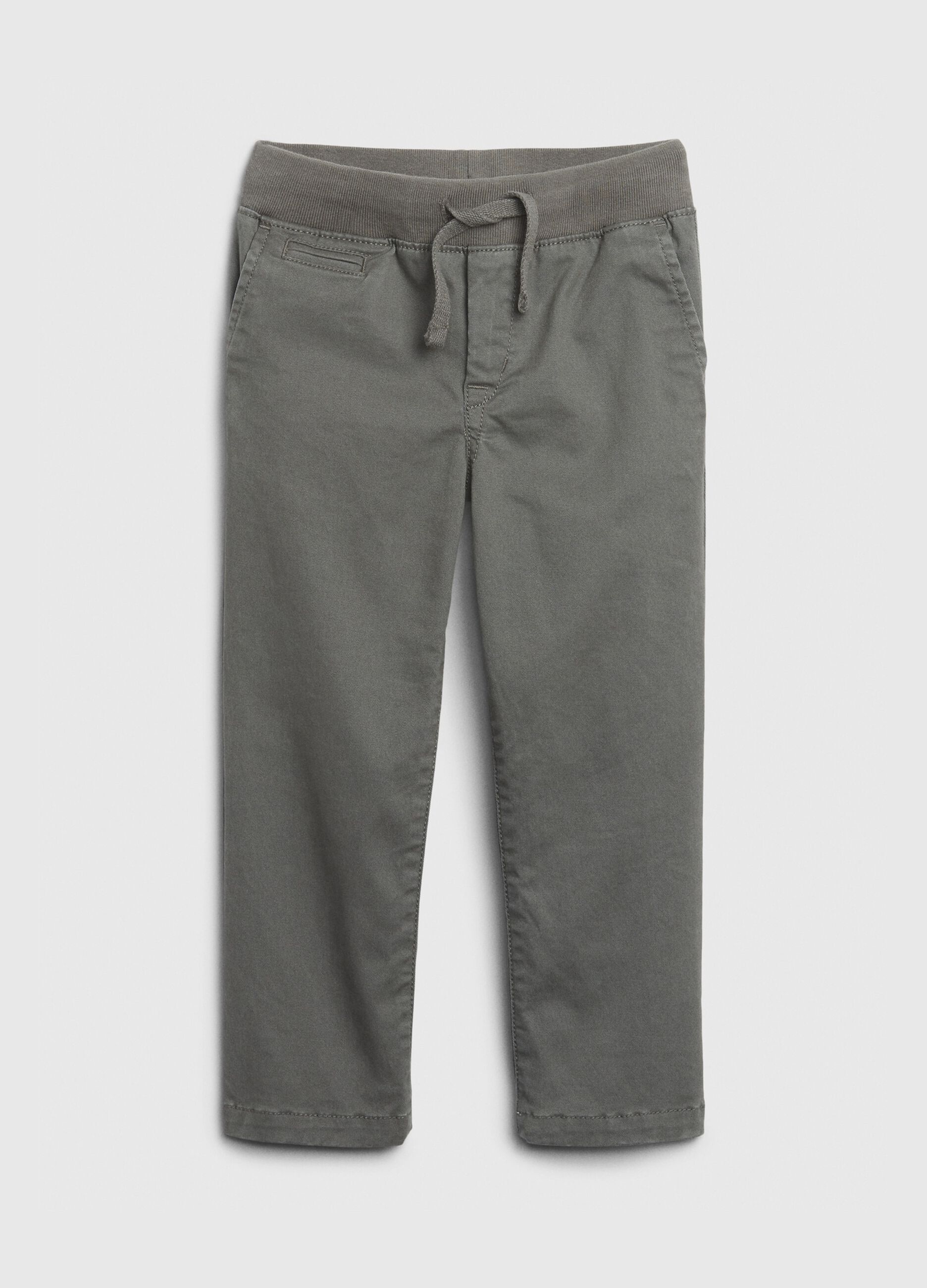 Pull-on trousers with drawstring