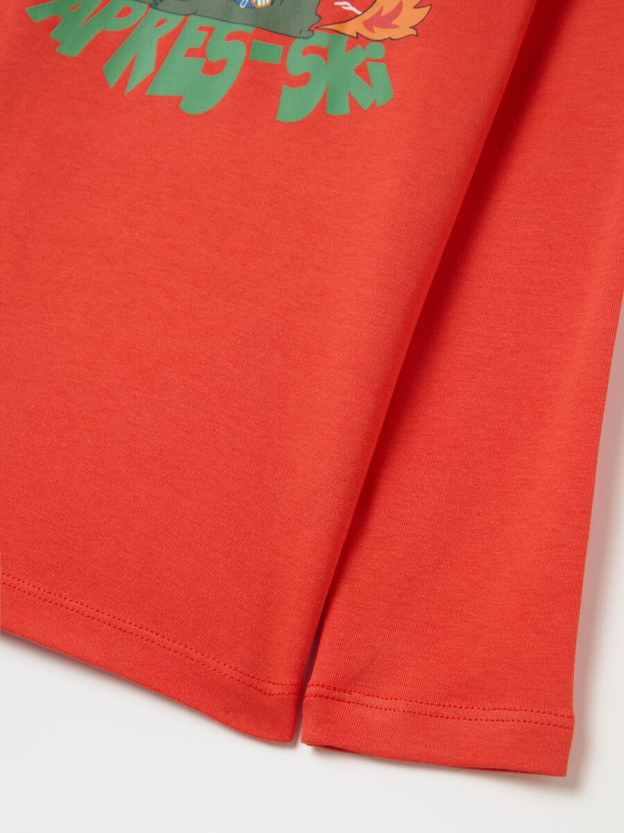Cotton T-shirt with high neck and print_3