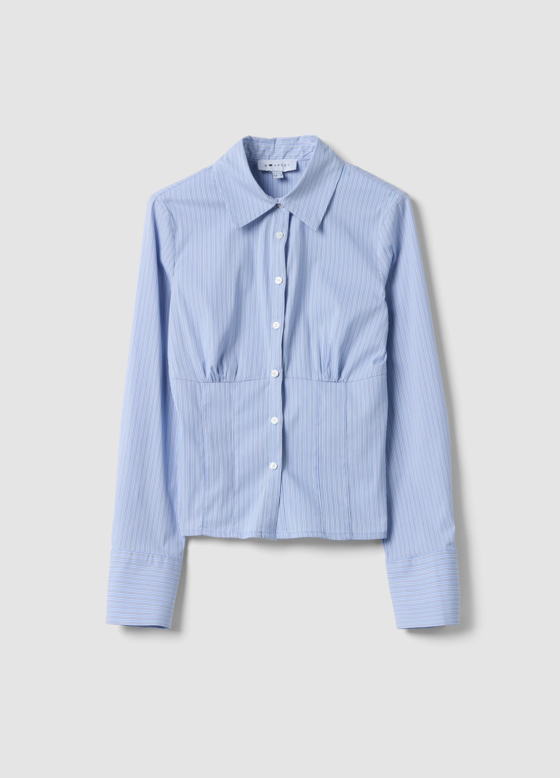 Blue striped slim-fit stretch cotton shirt