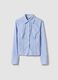 Blue striped slim-fit stretch cotton shirt_0