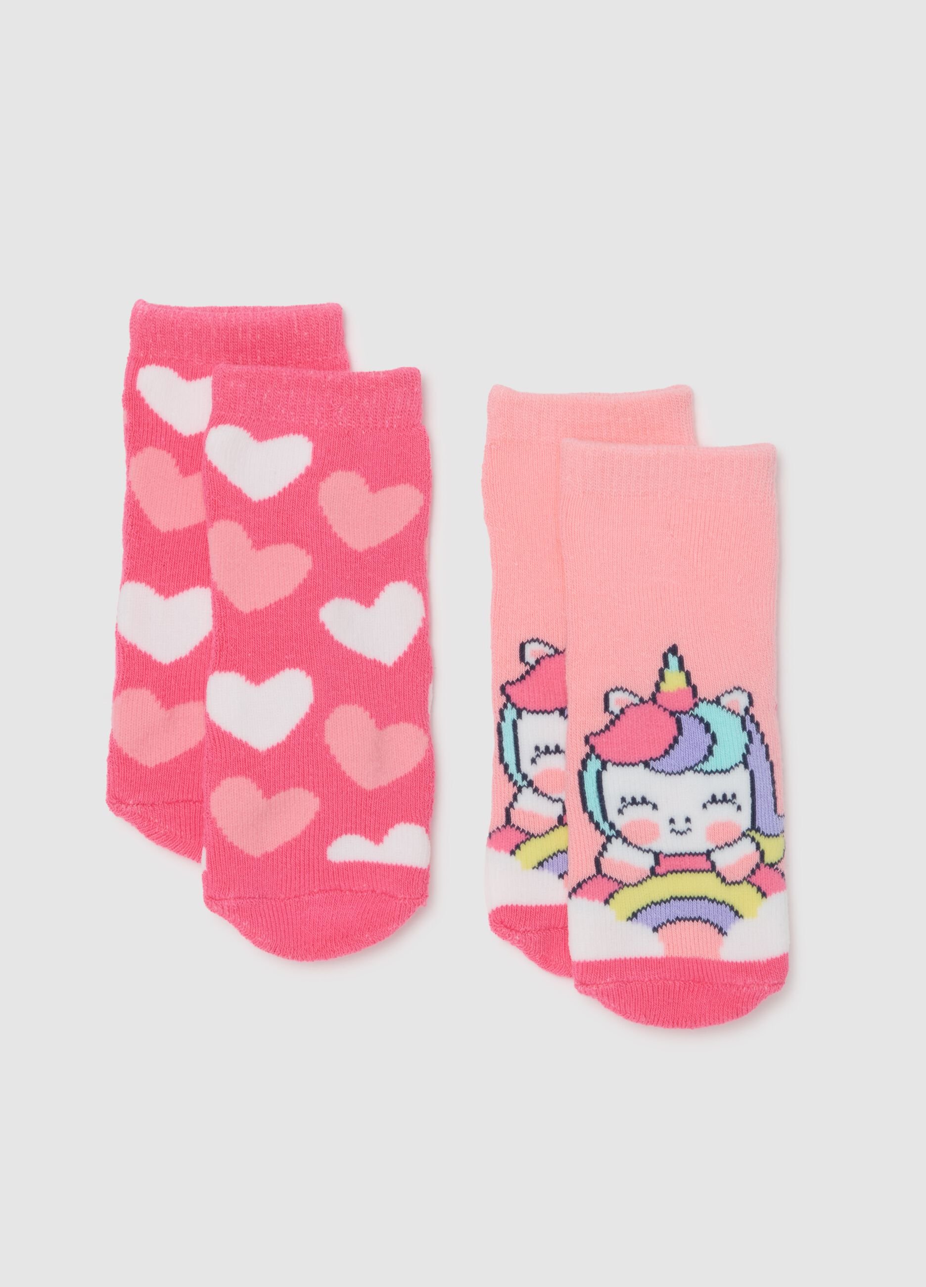 Pink non-slip socks for girls
