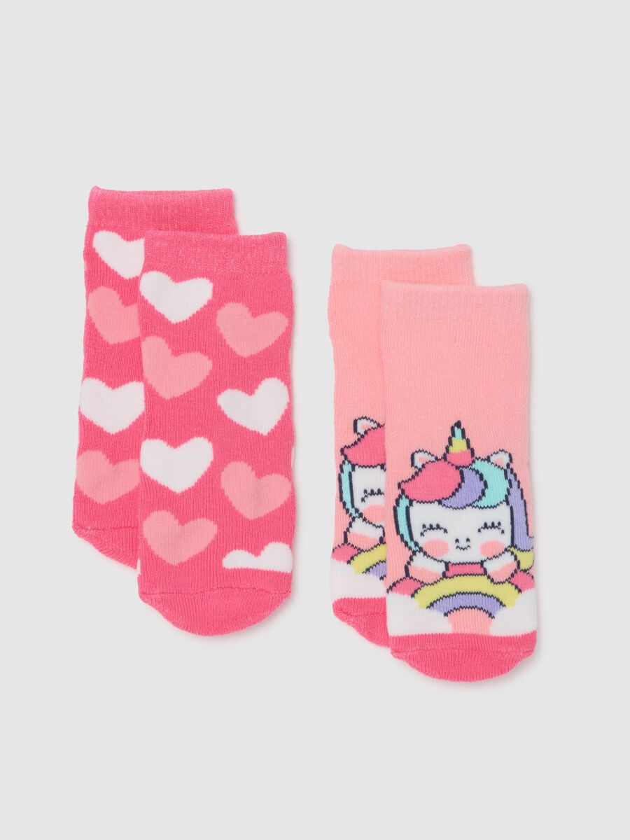 Pink non-slip socks for girls_0