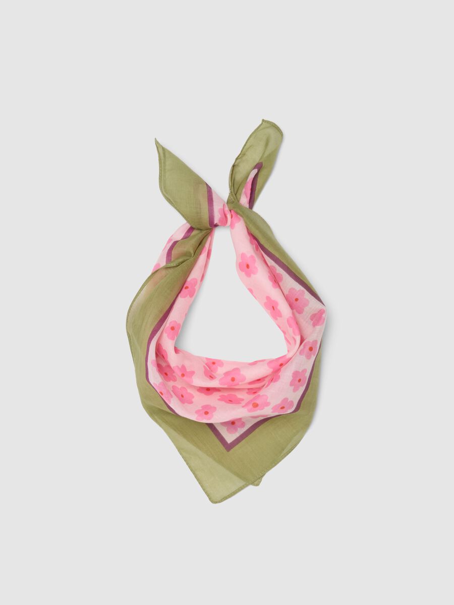 Foulard in puro cotone multicolor con design floreale_0