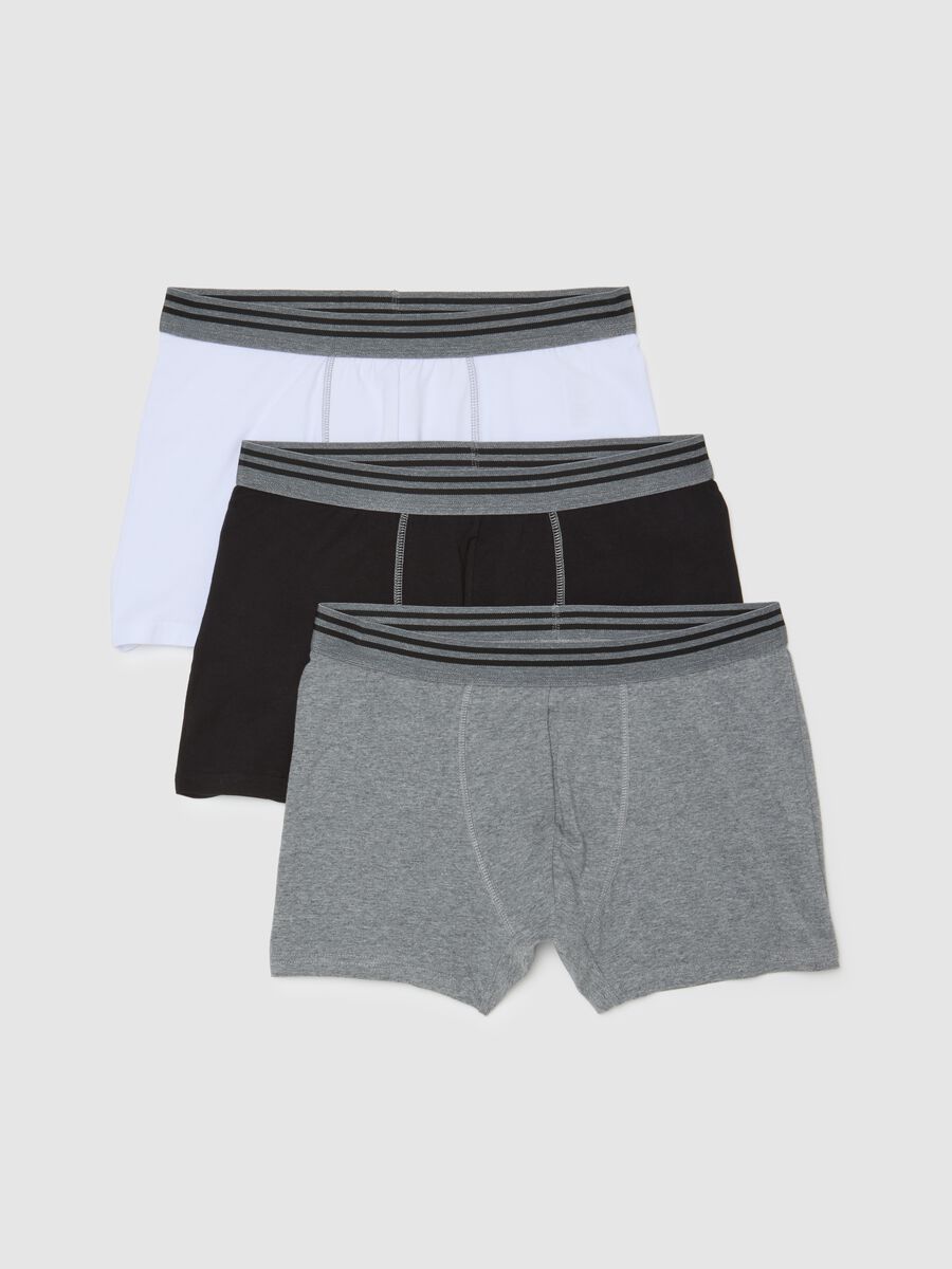 Tripack di boxer grigi in cotone elasticizzato_0